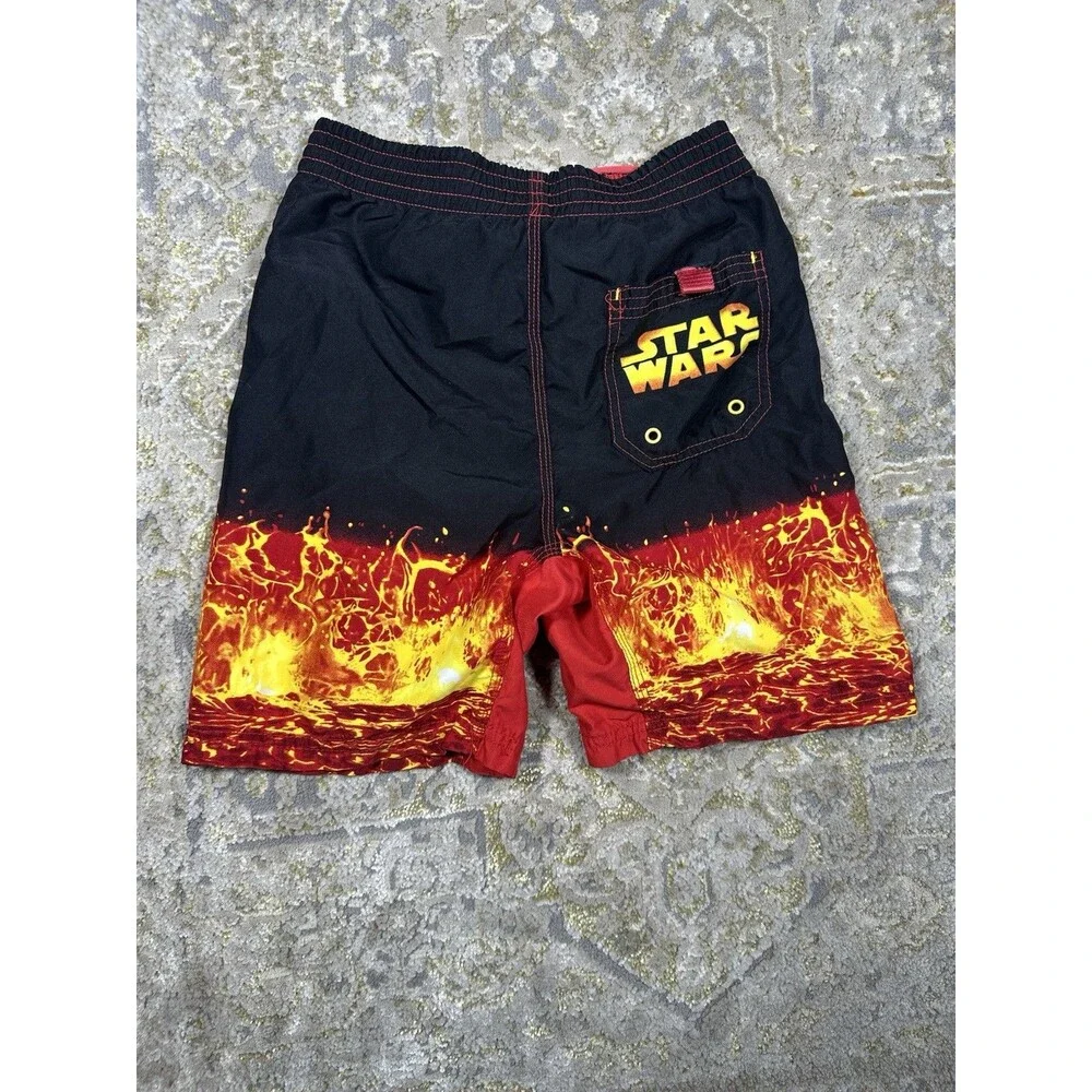Vtg Star Wars Darth Vader Swim Trunks Boys Size L Lava Mustafar Fire Y2K